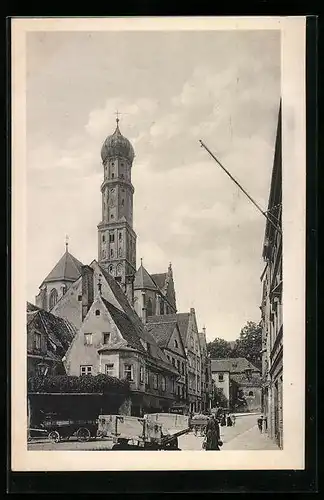 AK Augsburg, Ullrichskirche vom Milchberg aus