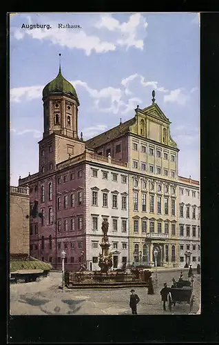 AK Augsburg, Denkmal vor dem Rathaus
