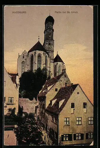 AK Augsburg, Blick auf die Kirche St. Ulrich