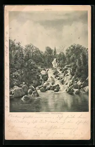 Künstler-AK Berlin-Kreuzberg, der Wasserfall im Victoriapark