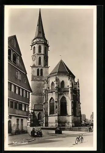 AK Schorndorf, auf der Strasse vor der Kirche