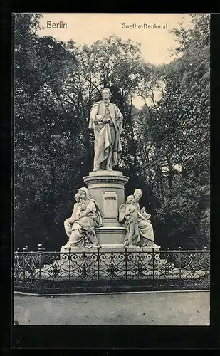 AK Berlin-Tiergarten, vor dem Goethe Denkmal