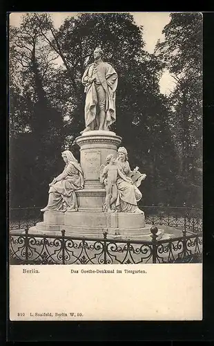 AK Berlin, das Goethe-Denkmal im Tiergarten