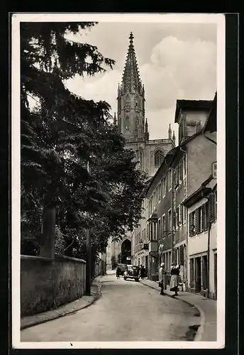 AK Konstanz am Bodensee, Partie in der Katzgasse, Blick zum Münsterturm