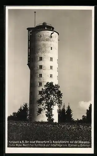 AK Konstanz am Bodensee, der neue Wasserturm auf der Allmannsdorfer Höhe