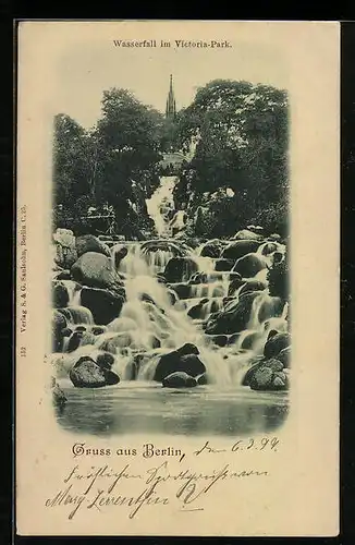 AK Berlin-Kreuzberg, Wasserfall im Victoria-Park