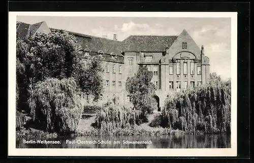 AK Berlin-Weissensee, Paul-Oestreich-Schule am Schwanenteich