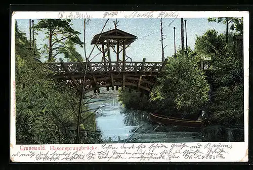 Lithographie Berlin-Grunewald, Blick unter der Hasensprungbrücke hindurch