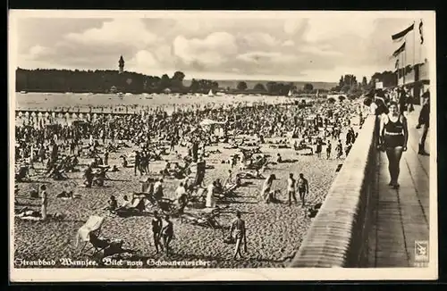 AK Berlin-Wannsee, Blick nach Schwanenwerder im Strandbad Wannsee