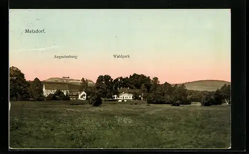 AK Metzdorf, Blick auf Augustusburg und Waldpark