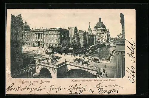 AK Berlin, Kurfürstenbrücke mit Schloss und Dom