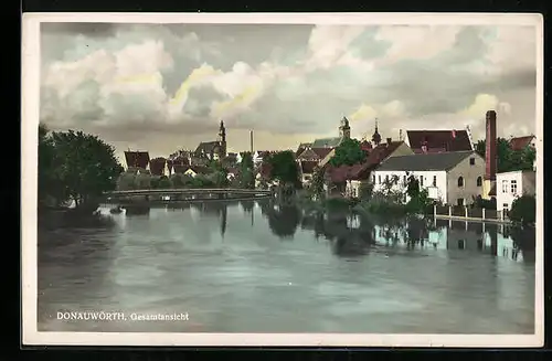 AK Donauwörth, Gesamtansicht von der Donau aus gesehen