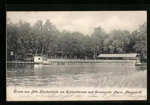 AK Berlin-Schlachtensee, Blick zum Restaurant Alte Fischerhütte