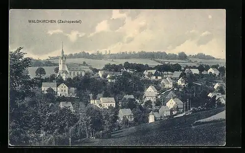 AK Waldkirchen im Zschopautal, Gesamtansicht mit der Kirche