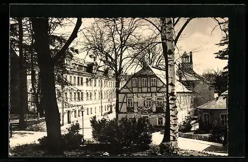 AK Warmbad i. Erzgeb., Partie am Fritz-Heckert-Haus