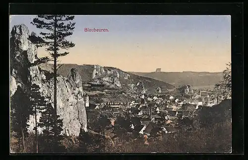 AK Blaubeuren, Generalansicht der Stadt im Tal