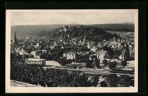 AK Heidenheim a. Bz., Totalansicht mit der Bahnstrecke im Vordergrund