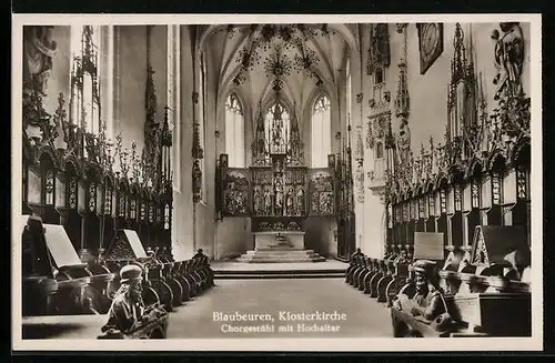 AK Blaubeuren, Klosterkirche, Chorgestühl mit dem Hochaltar