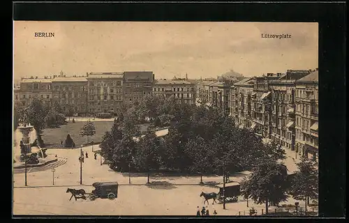 AK Berlin-Tiergarten, Blick auf den Lützowplatz, Stadtvillen am Rand