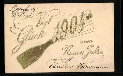 AK Champagner Flasche mit Jahreszahl 1904