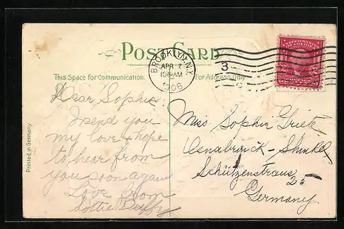 AK Osterküken mit Palmkätzchenzweigen