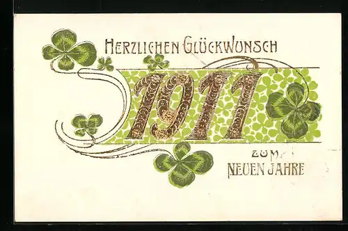 AK Jahreszahl 1911 mit Kleeblättern