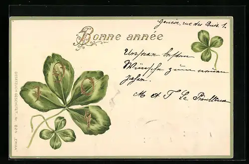 AK Kleeblatt mit Jahreszahl 1904