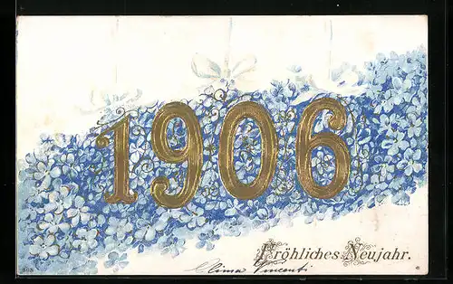 AK Jahreszahl 1906 mit Vergissmeinnicht