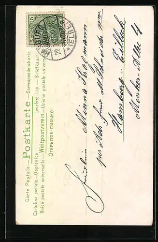 AK Osterengel mit Palmzweigen zwischen Blumen und Gras