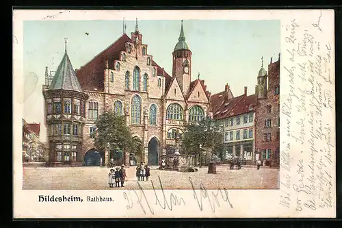 Künstler-AK Hildesheim, Kinder vor dem Rathaus