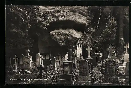 AK Oybin, der Felsenfriedhof Berg Oybin