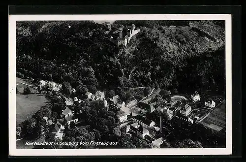 AK Bad Neustadt a. Saale, Generalansicht vom Flugzeug aus mit der Salzburg