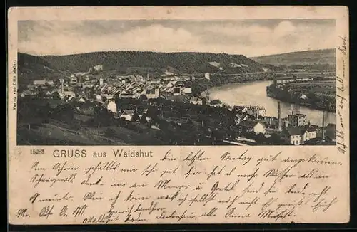 AK Waldshut, Generalansicht der Stadt am Rhein