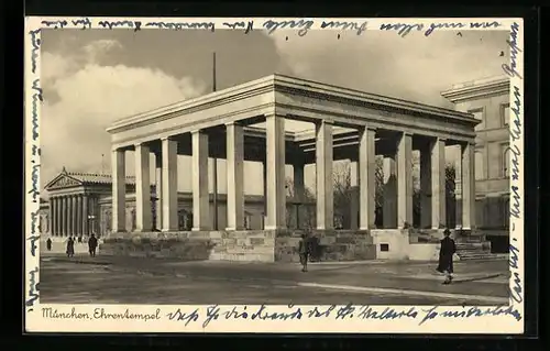 AK München, Blick auf Ehrentempel