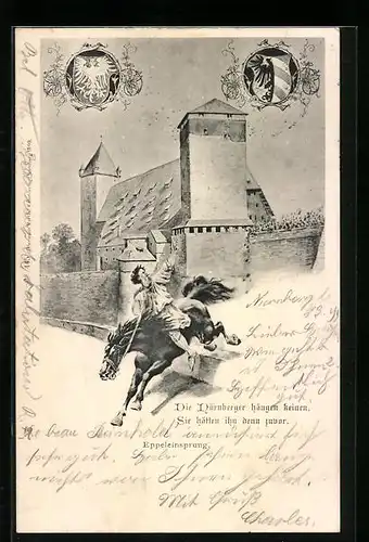 Künstler-AK Nürnberg, Eppeleinsprung, Wappen