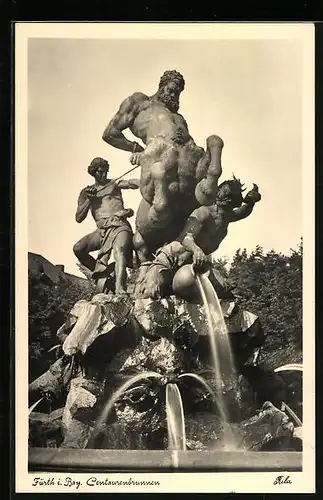 AK Fürth /Bay., Centaurenbrunnen, Figurengruppe