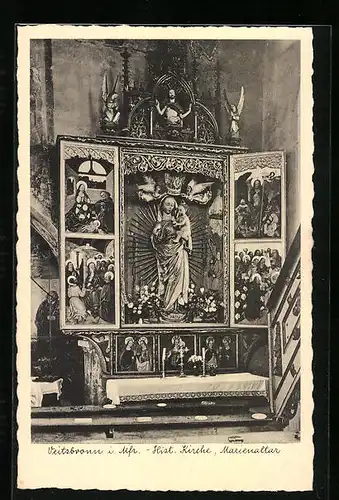 AK Veitsbronn /Mfr., Marienaltar in der historischen Kirche