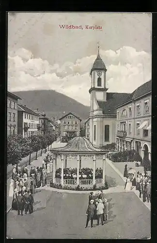 AK Wildbad, Kurplatz mit Kurgästen