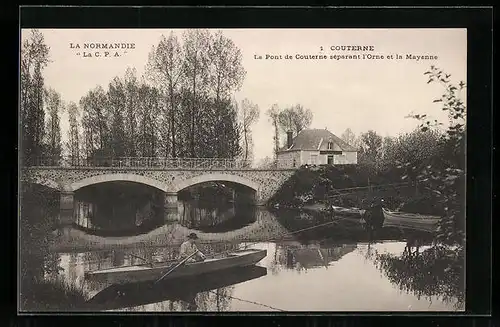 AK Couterne, Le Pont de Couterne séparant l`Orne et la Mayenne