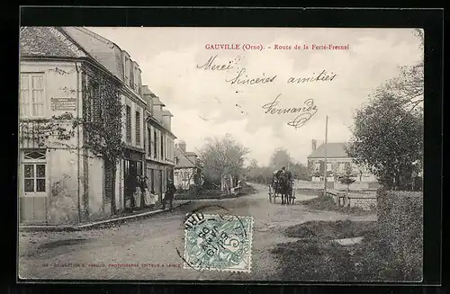 AK Gauville, Route de la Ferté-Fresnel