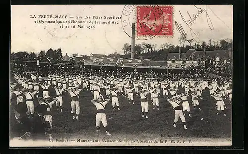 AK La Ferté-Macé, Grandes Fetes Sportives et Gymnastiques 1910, Mouvements d`ensemble