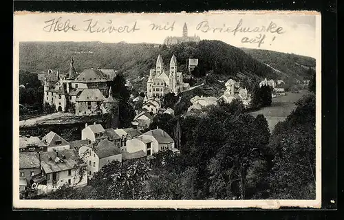 AK Clervaux, Ortsansicht mit Schloss