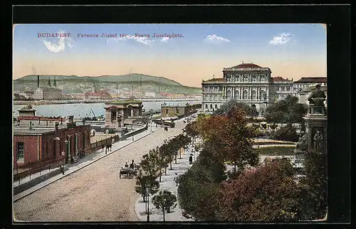 AK Budapest, Franz Josefsplatz aus der Vogelschau