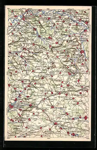 AK Lichtenfels, Landkarte der Umgebung, Wona-Verlag