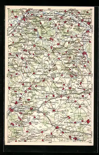 AK Lichtenfels, Landkarte der südlichen Umgebung, Wona-Verlag