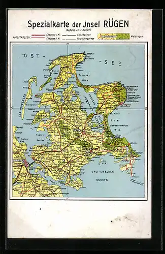 AK Rügen, Landkarte der Insel