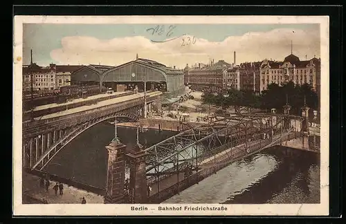 AK Berlin, Bahnhof Friedrichstrasse aus der Vogelschau