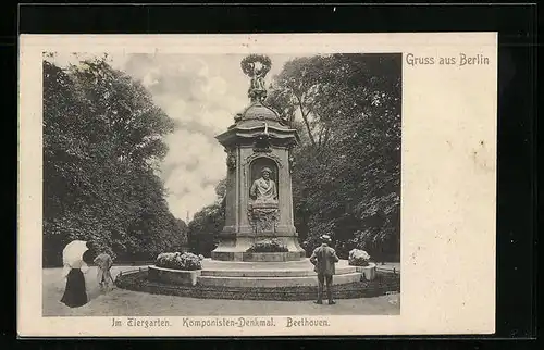 AK Berlin, Beethoven-Denkmal im Tiergarten