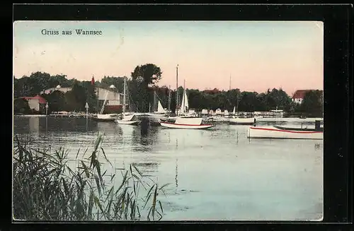 AK Berlin-Wannsee, Boote und Ufer