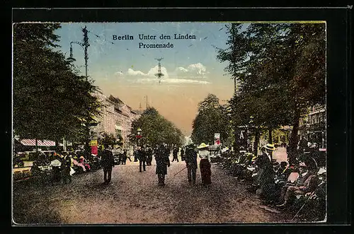 AK Berlin, Unter den Linden, Promenade